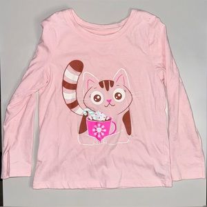 Cat & Jack, Toddler Girls, Size 4T, Long T-Shirt, Pink w/ Cat
